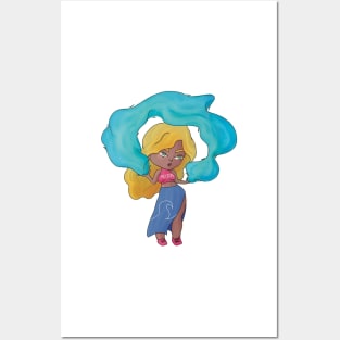 Water Magic Chibi Girl Posters and Art